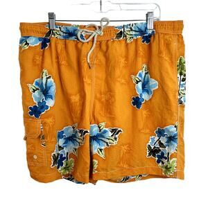 Tommy Bahama Swim Trunks Mens Size Xl Orange Floral  Resort Hawaii Preppy